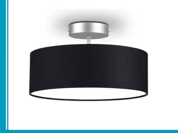 Runde zeitlose Deckenleuchte 'CALMA' mit Stoffschirm, Stoff Schwarz, Ø 30cm