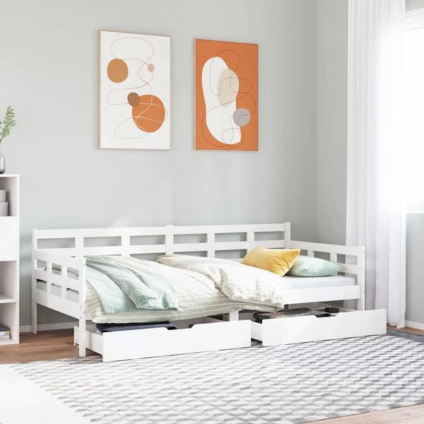 vidaXL Tagesbett mit Schubladen Weiß 80x200 cm Kiefernholz 3302141