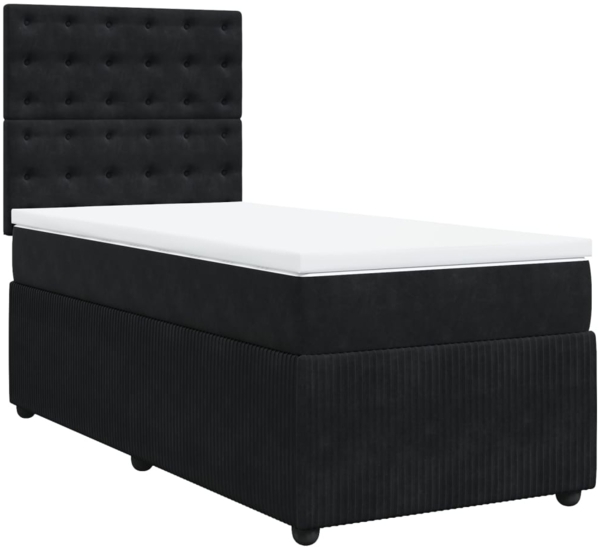 vidaXL Boxspringbett mit Matratze Schwarz 90x190 cm Samt 3292228
