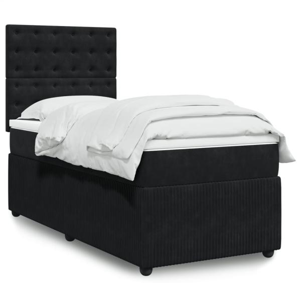 vidaXL Boxspringbett mit Matratze Schwarz 90x190 cm Samt 3292228