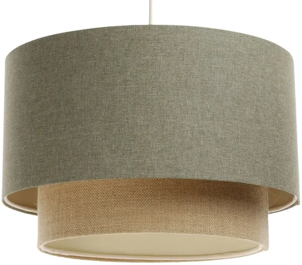 BPS Koncept 061-119-50 Hängeleuchte BOHO ELEGANT E27 1x40W Stoff strukturiert auf PVC-Kunststoff grau, beige H:102cm Ø50cm dimmbar