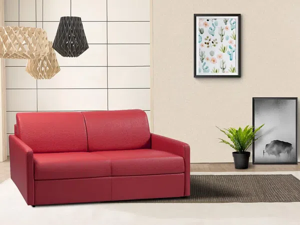 Vente-unique - CALIFE Sofa Kunstleder Rot - B 223 cm94 cm x H 97 cm x L 170 cm