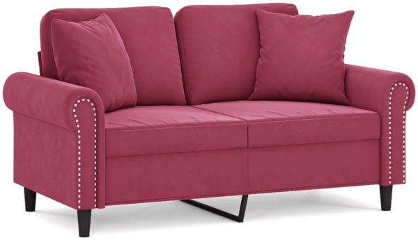 vidaXL 2-Sitzer-Sofa mit Zierkissen Weinrot 120 cm Samt 3200939