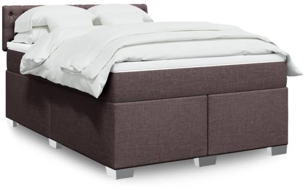 vidaXL Boxspringbett mit Matratze Dunkelbraun 160x200 cm Stoff 3285949