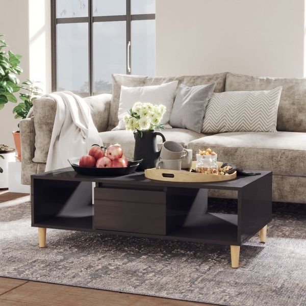 vidaXL Couchtisch Hochglanz-Grau 103,5 x 60 x 35 cm Spanplatte [806021]