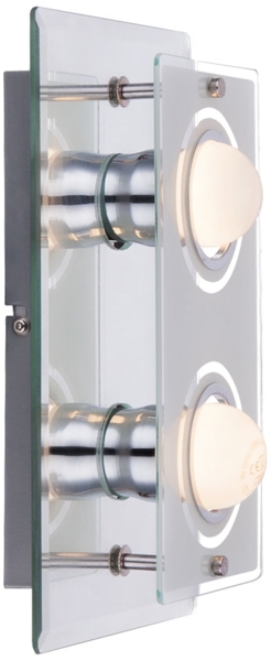 LED Wandleuchte, Chrom, Glas satiniert, verspiegel, L 27 cm