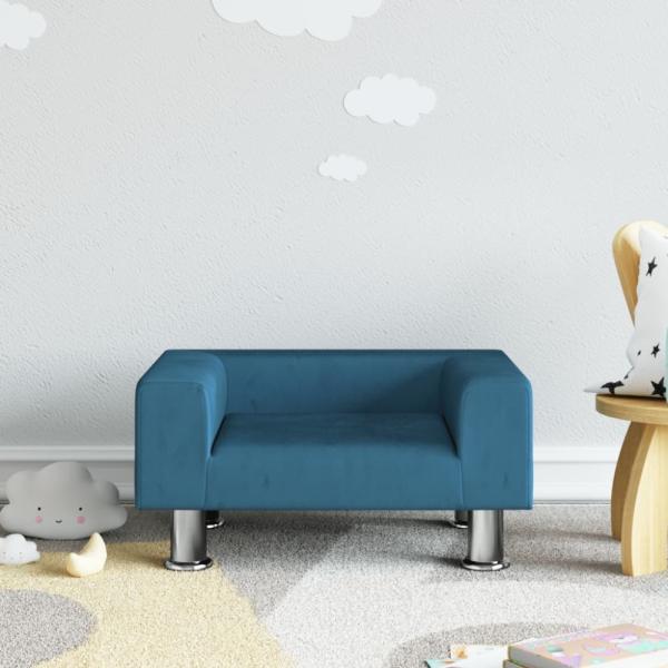 vidaXL Kindersofa Blau 50x40x26,5 cm Samt 3196336