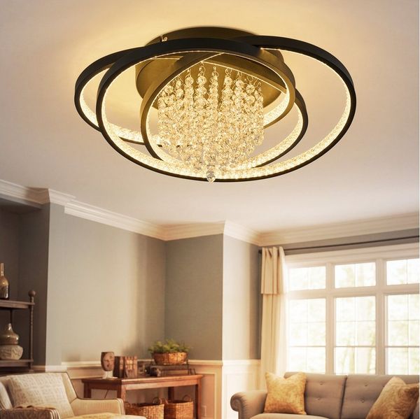 ZMH LED Deckenleuchte Warmweiß Flach Rund Wohnzimmerlampe Schwarz Modern Flurlampe, Augenschutz, LED fest integriert, Warmweiß
