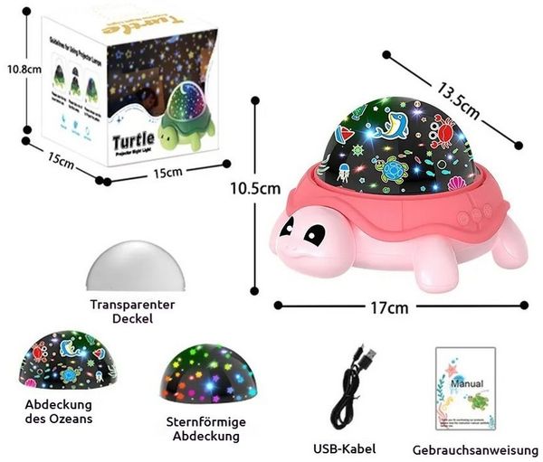 VIVIHEYDAY LED Nachtlicht Kinder Sternenhimmel Projektor, Schildkröten Design Mit 5 Farben, Schlafumgebung Kinderzimmer Party Wohnheim Weihnachten