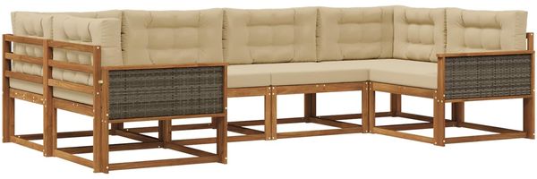 vidaXL Outdoor-Sofagarnitur mit Kissen 6 pcs Natur und Beige 3382841