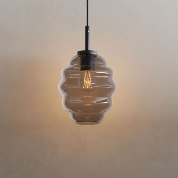 s.luce Echos Galerie-Pendelleuchte Aufhängung 500cm Schwarz Rauch Ø 18cm