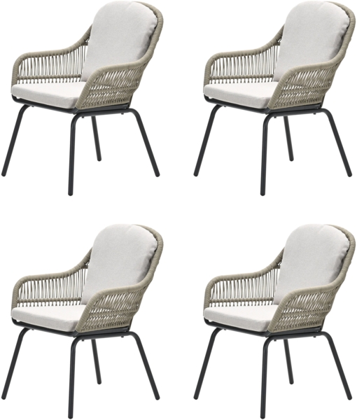 Garden Impressions TRITON 4er-Set Rope Alu Loungesessel Gartenstuhl sand