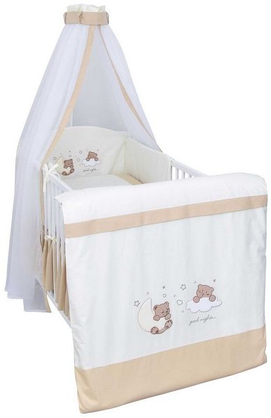 Baby-Delux Babybettwäsche Baby Bettwäsche Set 4-Tlg. Nestchen Chiffonhimmel, Baumwolle, 4 teilig, Bettset für Babybetten 140x70 & 120x60 verschiedene Designs