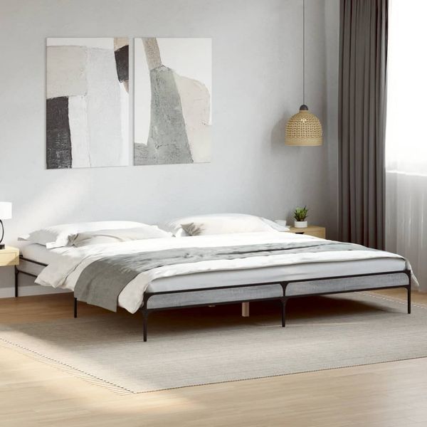 vidaXL Bettgestell Grau Sonoma 200x200 cm Holzwerkstoff und Metall 844999