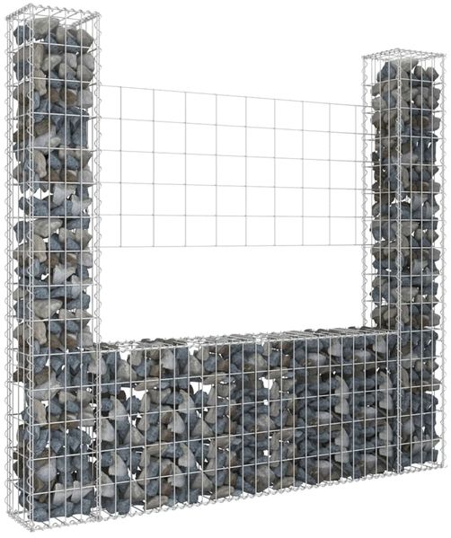 vidaXL Gabionenkorb U-Form mit 2 Säulen Eisen 140x20x150 cm 151282