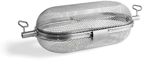 BURNHARD® Edelstahl Drehspieß Grillkorb, 5,8 L, Grillrondell passend für Rotisserie-Spieße bis Ø 14 mm & Universal-Spieße von Burnhard, Korb-Maße 45 cm x 19 cm x 16 cm - Multi-Color - #945166