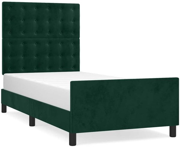 Einzelbettgestell Design für Erwachsene ohne Matratze Dunkelgrün 90x200 cm Samt d4821e