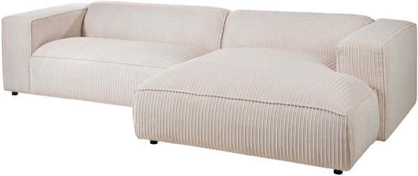 Ecksofa 304x164x69 Ottomane rechts Cord elfenbein VALENCIA
