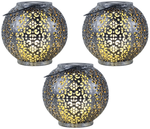 3x LED Solarleuchte, Kunststoff, Hängeleuchte, H 17 cm