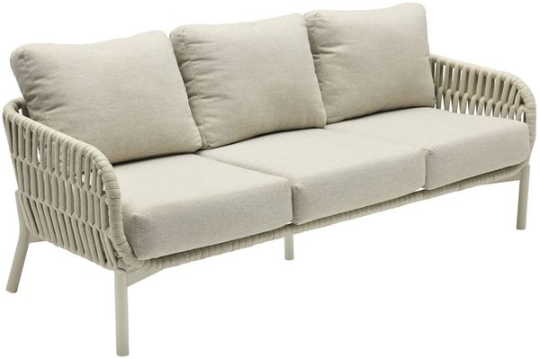 Loungesofa Malte 3-Sitzer Gartensofa mit Polster Relaxsofa Rope Taupe