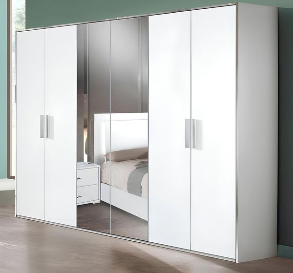 JVmoebel Kleiderschrank 6 Türen Schrank Garderobe Schränke Holz Italien neu Weiß Made in Europa