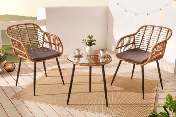 riess-ambiente Balkonset PARIS braun, (Set, 3-tlg), Garten · Terrasse · Tisch · Stühle · Sitzgruppe · Outdoor · Design