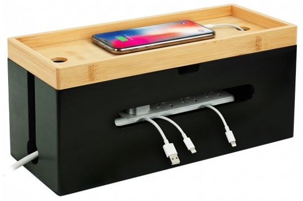 Relaxdays Kabelbox aus Bambus