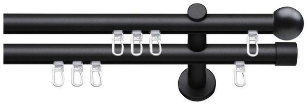 SN DECO GROUP Gardinenstange Innenlaufgarnitur Bozen, Ø 16 mm, 2-läufig, Fixmaß, Verschraubt, Aluminium, Komplettset