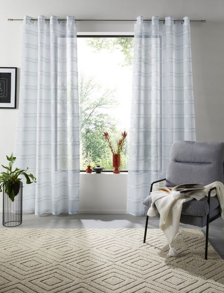 OTTO home Gardine Sirii (1 St), Ösen, halbtransparent, Polyester, Halbtransparent, angenehme Haptik, mit Streifen, modern
