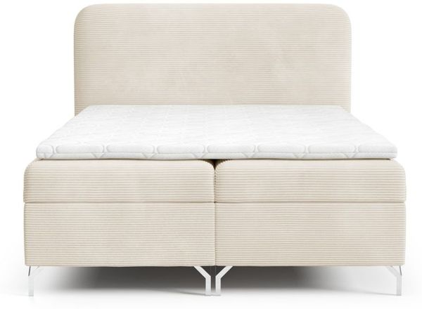 Boxspringbett Schlafzimmerbett EMILIO 180x220cm in Stoff Poso Creme Bild 3