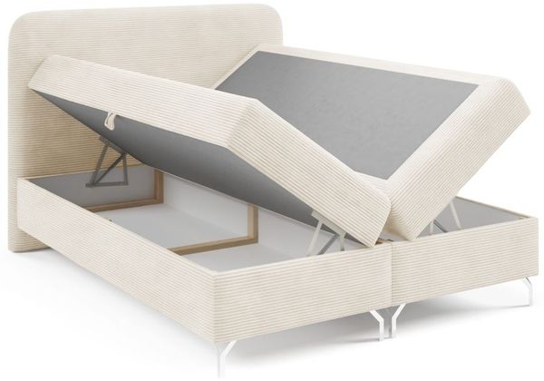 Boxspringbett Schlafzimmerbett EMILIO 180x220cm in Stoff Poso Creme Bild 4
