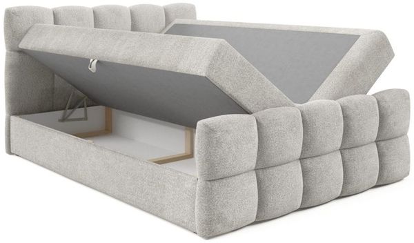 Boxspringbett Schlafzimmerbett SATINE PREMIUM 120x220cm Stoff Coral Creme Bild 2