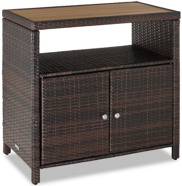 tectake Geräteschrank Rattan WPC-Schrank Monscia - wetterfest und langlebig (GartenschrankMontagematerialMontageanleitung, 1-St, 1 St) mit Magnetverschluss und Stahlgestell