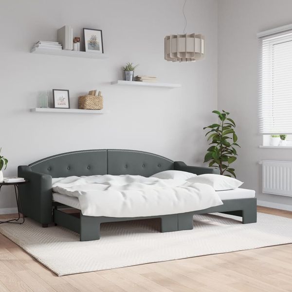 vidaXL Tagesbett Ausziehbar Dunkelgrau 80x200 cm Stoff 3197526