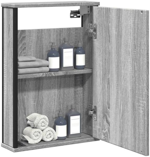 vidaXL Bad-Spiegelschrank Grau Sonoma 42x12x60 cm Holzwerkstoff 842434