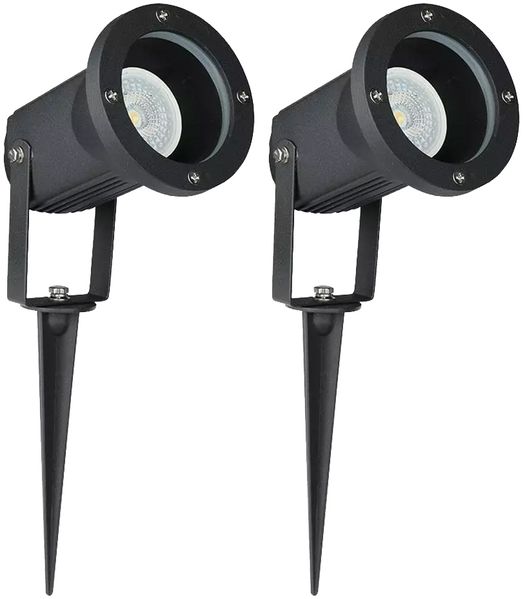 2x RGB LED Steckleuchte, schwarz, beweglich, H 33,5 cm