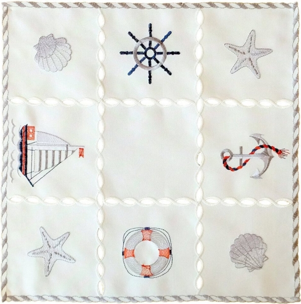matches21 HOME & HOBBY Tischdecke Tischdeckchen NINA maritime Stickerei & Cutouts Polyester 40 x 40 cm (1-tlg), Pflegeleicht & waschbar bei 30 °C