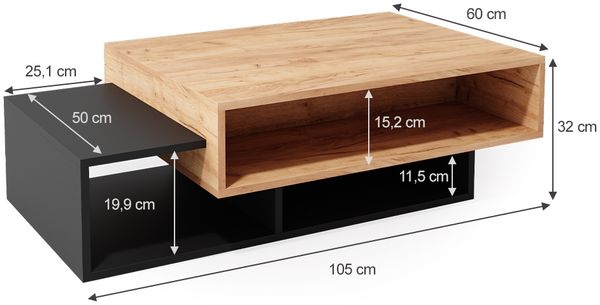 Couchtisch Bari Anthrazit 105 x 60 cm Vicco Bild 3