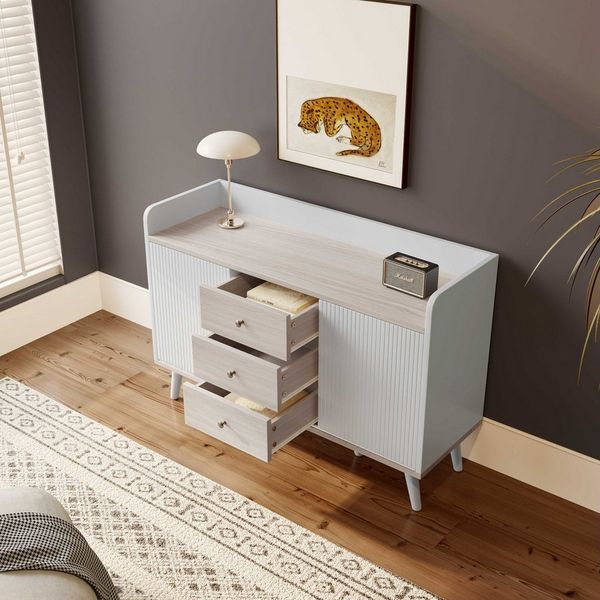 BlingBin Sideboard Sideboard mit 3 Schubladen und 2 Schiebetüren B/H/T: 117,5/80/39,5cm