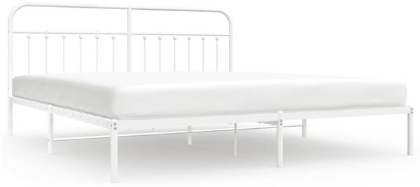 Doppelbett, Bettgestell Modernen mit Kopfteil Metall Weiß 193x203 cm d824e