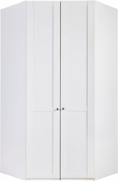 Eckschrank Newport 120 x 120 x 234 cm Kleiderschrank weiß mit Beleuchtung