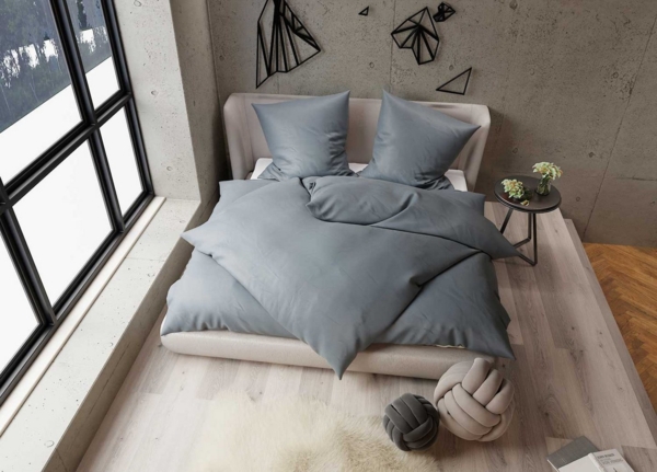 TENCEL™ Lyocell Bettwäsche stahlgrau Garnitur 155x220 + 80x80