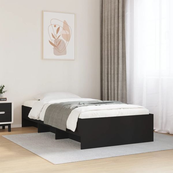 vidaXL Bettgestell Schwarz 90x190 cm Holzwerkstoff 3295703