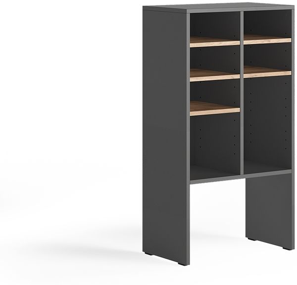Schuhschrank Hermia Anthrazit/Goldkraft Eiche 53x99 cm mit 7 offenen Fächern Vicco