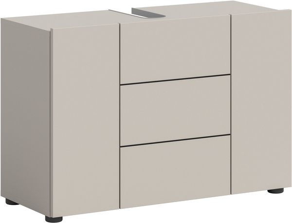 welltime Waschbeckenunterschrank BIEL, Breite: 82 cm, 3 Türen, 4 Fächer, Siphonausschnitt (1-St) Waschbeckenunterschrank, Unterschrank, WBU, Badezimmer, Bad
