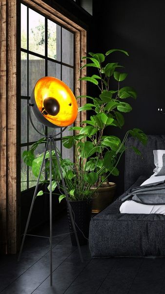 OTTO home Stehlampe Totte - Stehleuchte mit Dreibein, beige o schwarz, Wohnzimmer, Flur, Ein-/Ausschalter, ohne Leuchtmittel, E27, indirektes Licht, standfest, Wippschalter, Retro, Industrie Look