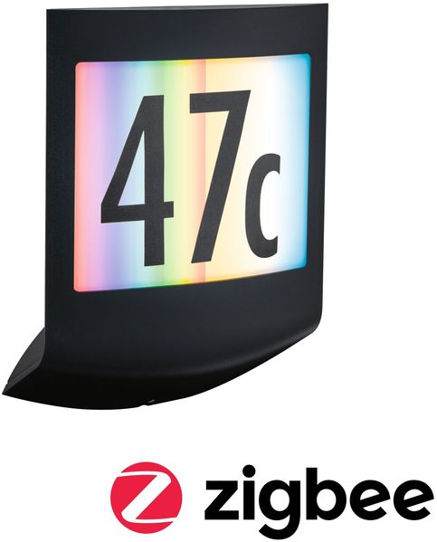 LED Außenwandleuchte Smart Home Zigbee 3.0 Padea Dämmerungssensor IP44 198x252mm RGBW+ 8,2W 550lm 230V Anthrazit Kunststoff