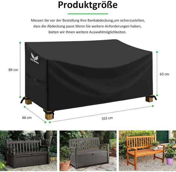 Schutzhülle für Gartenbank 185x69x65/96cm 600D Oxford wasserdicht uv-beständig Bild 3
