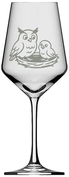 eXODA Weinglas Eule mit Babyküken spülmaschinenfest 350ml, 1-tlg, Glas, Atemberaubende Darstellung