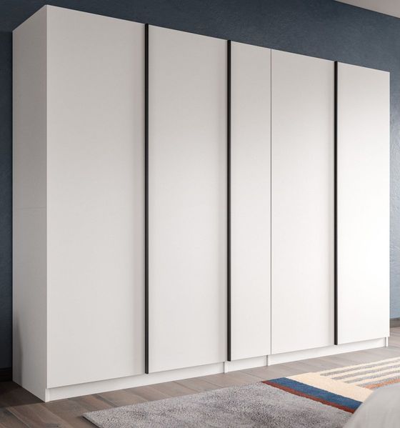 Kleiderschrank 5-türig Girona in weiß 230 x 183 cm